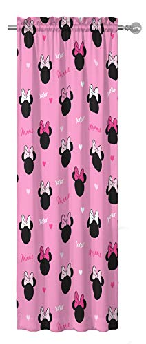 Minnie Mouse Hearts 63-Inch Window Curtain Set, 4-Piece Rod Pocket Drapes