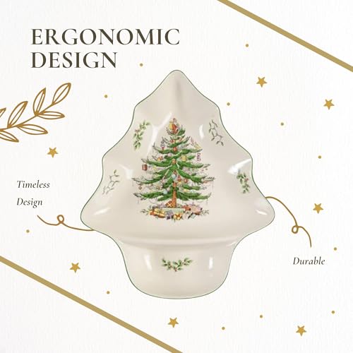 Spode Christmas Tree 14-Inch Chip & Dip (Large Pack of 2) Porcelain Tree Dish