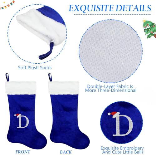 22-Inch Monogram Christmas Stocking, Velvet Letter Xmas Stocking with Plush Cuff