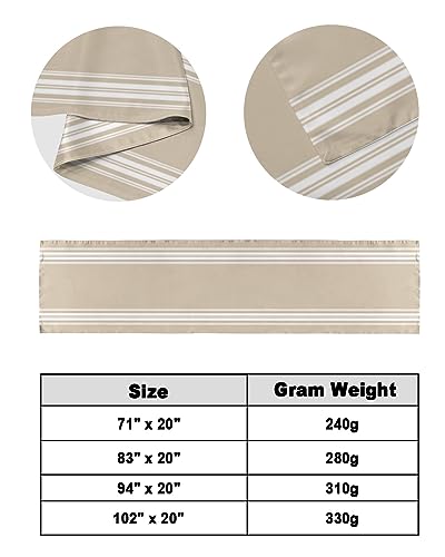 Satin Bed Runner for Queen Size Bed - Beige Striped Bed Scarf (83 x 20 In)