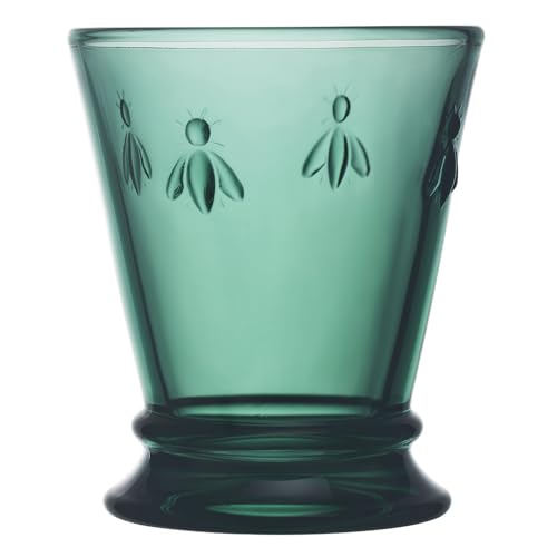 Set of 4 Bee Embossed Drinking Glasses, Multicolored Glassware