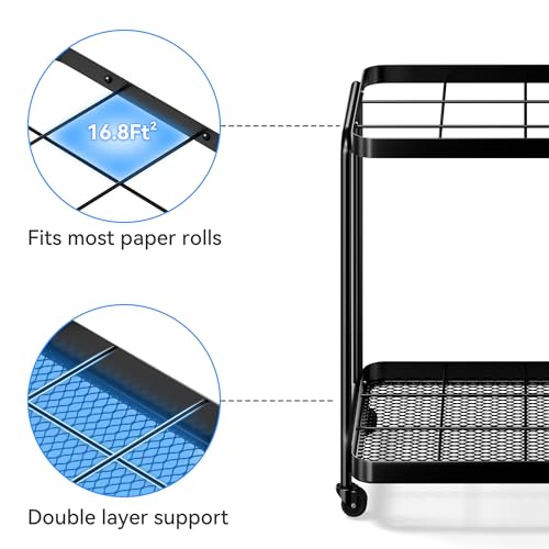 12-Slot Rolling Blueprint Storage Rack with Silent Wheels and Carbon Steel Frame