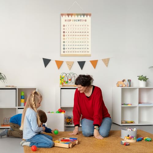 Lacama Multiplication & Skip Counting Math Poster with Wooden Hanger
