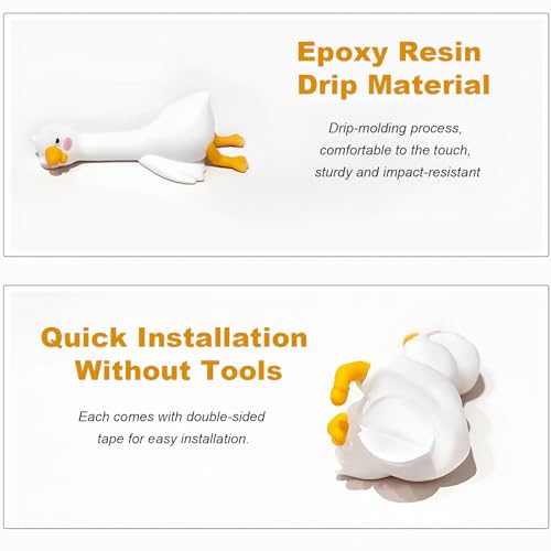 4-Piece Resin Goose Figurine Set for Computer Monitor and Desk Decor