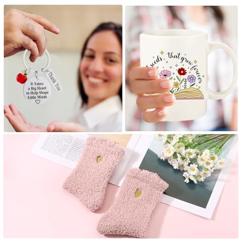 DHQH Teacher Appreciation Gift Set with 11oz Coffee Mug, Keychain & Socks - Teacher Box-Seta