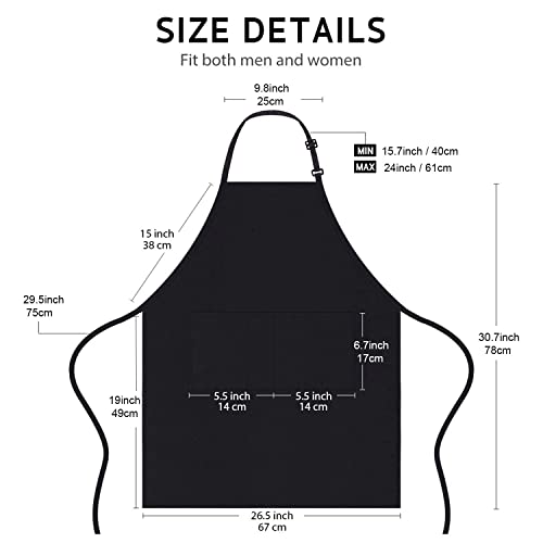 4-Pack Waterproof Kitchen Bib Aprons with Pockets, Adjustable & Washable