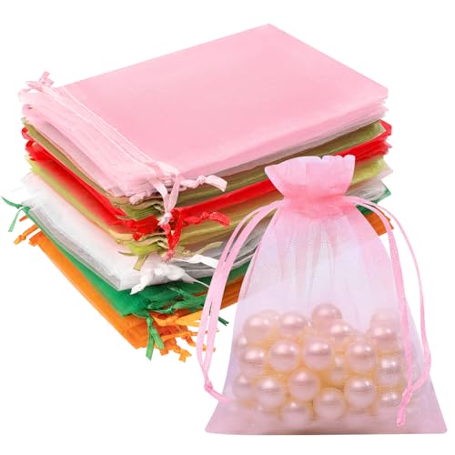 Crweety 50PCS Organza Bags 3x4 Multicolor Small Gift Bags for Jewelry