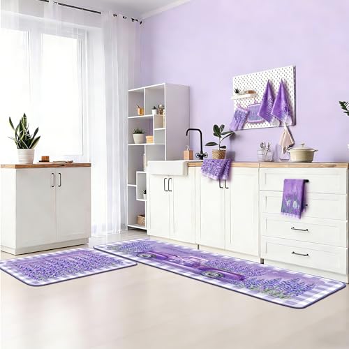 10-Piece Lavender Kitchen Set: Absorbent Towels, Oven Mitts, Rugs & Holders