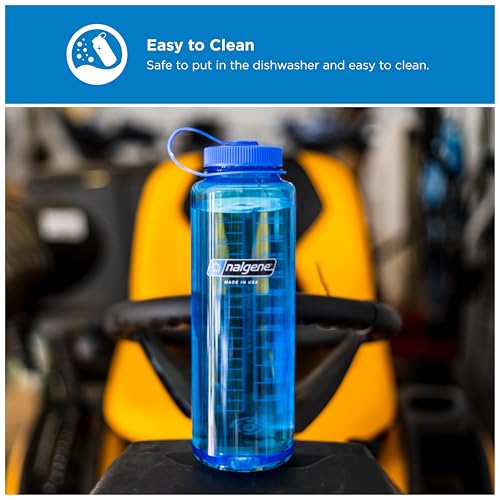 Nalgene 48 oz Wide Mouth Silo Water Bottle - Blue Leak-Proof Reusable Plastic Bottle for Hiking and Gym