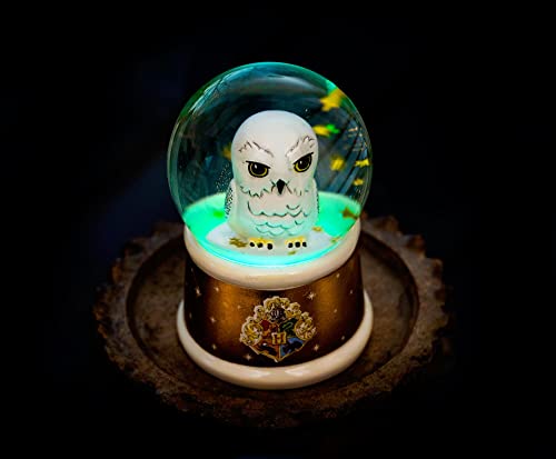 Owl Mini Snow Globe with Swirling Glitter and LED Light Display