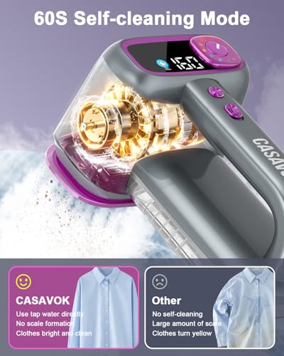 Casavok Grey Handheld Garment Steamer - Travel Clothes Steamer with 3-Layer Steam Technology