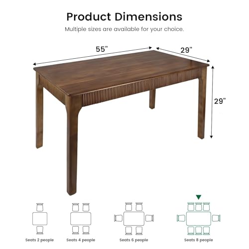 55-Inch Solid Oak Rectangular Dining Table, Modern Farmhouse Wood Kitchen Desk