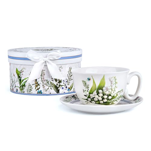STP GOODS Lily of the Valley Bone China Tea & Coffee Cup with Saucer Gift Set