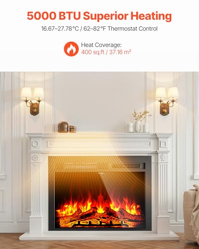 40 Inch Electric Fireplace Insert Recessed Wall Mounted Heater