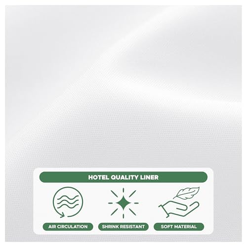 Biscaynebay White Fabric Shower Curtain Liner 72x72 Inch - Hotel Quality, Waterproof, Rustproof Grommets