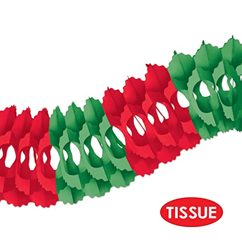 Beistle Red & Green Tissue Paper Hanging Garland Christmas Party