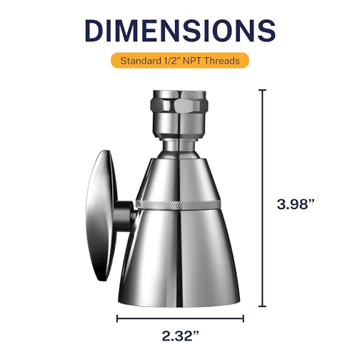 Solid Metal 2-Inch High Pressure Fixed Shower Head - Adjustable Chrome