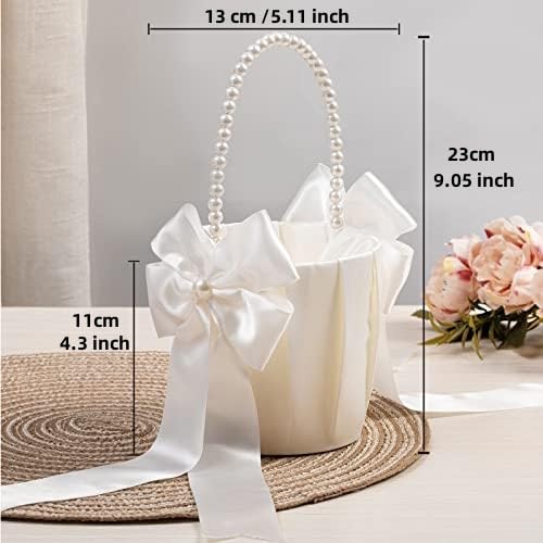 Ivory Flower Girl Basket for Wedding Ceremony - Large Size