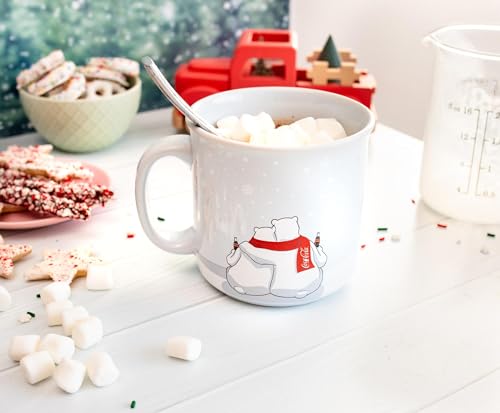 Silver Buffalo Coca-Cola Polar Bears Holiday Camper Mug - 20oz Ceramic Coffee Cup