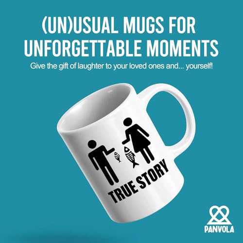 Panvola True Story Fishing Mug 11oz White - Humorous Gift for Women & Anglers