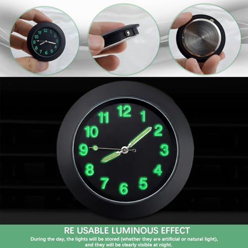 Mini Luminous Car Dashboard Clock with Vent Clip and Adhesive Base