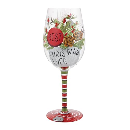 Enesco Lolita Best Christmas Ever Hand-Painted 15oz Wine Glass