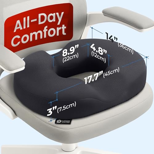 5 STARS UNITED Orthopedic Memory Foam Donut Seat Cushion for Tailbone Relief