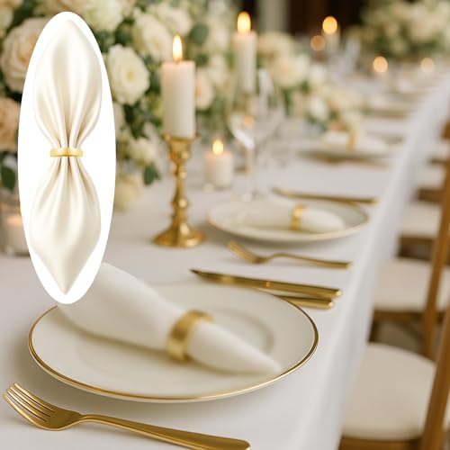 12-Piece Semicircle Stainless Steel Napkin Rings, Matt Gold Table Decor