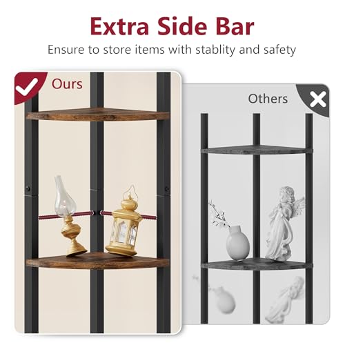 5-Tier Industrial Corner Shelf, 60.5" Tall Narrow Corner Bookshelf Stand