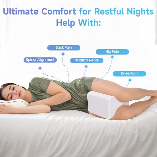 Cooling Gel Knee Pillow for Side Sleepers - Memory Foam & Breathable Cover