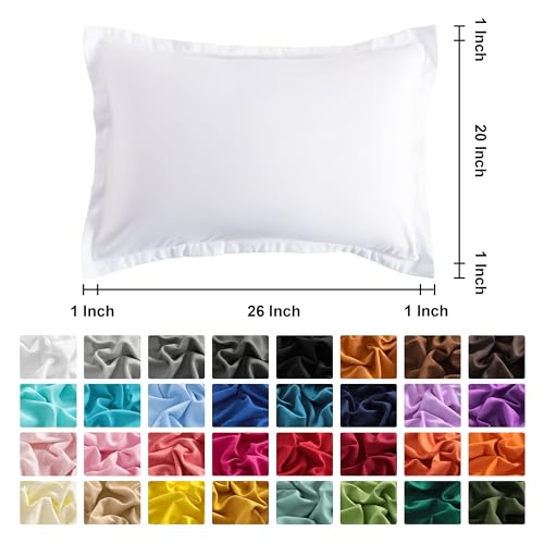 Standard Pillow Shams Set of 2, Brushed Microfiber with 1-Inch Flange