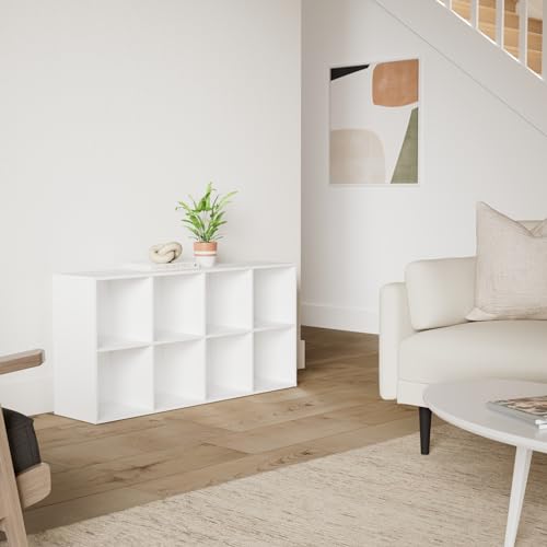 8-Cube Storage Organizer & Display Shelf Bookcase - 11in Opening, White