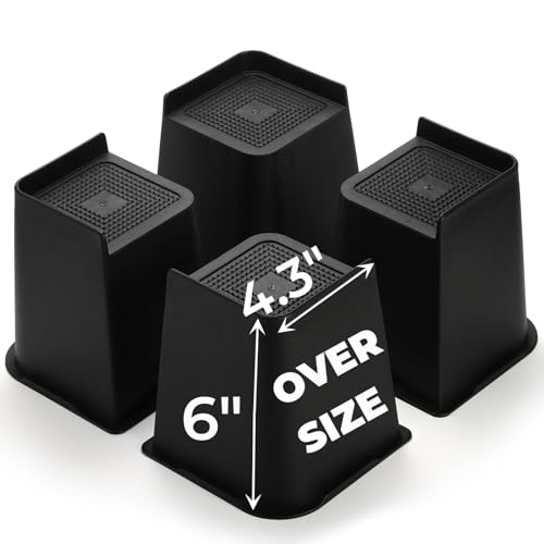 6 Inch Heavy Duty Bed Risers - 4 Pack Furniture Lifts for Stability