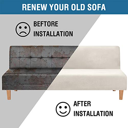 Stretch Futon Cover Slipcover for Armless Sofa - Ivory