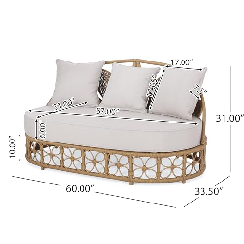 Boho Outdoor Wicker Daybed with Cushions for Patio & Garden