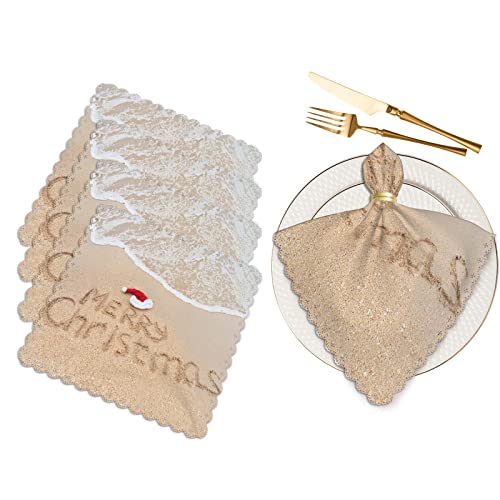 Christmas Cloth Napkins Set of 4 - Holiday Dinner Table Decor 18x18 Inches
