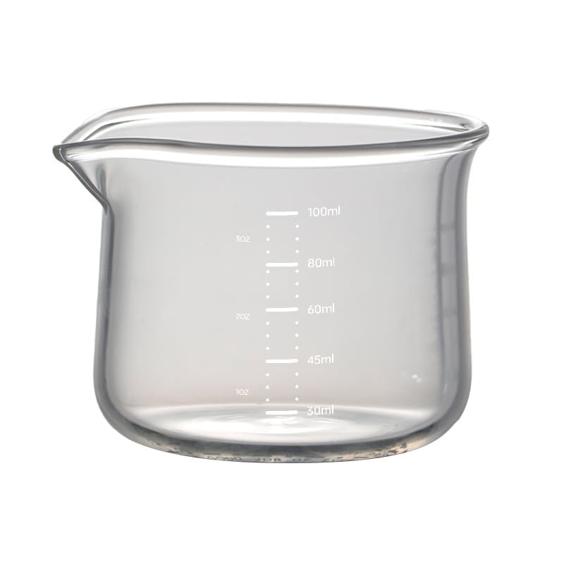 ANAKAO 1pc Clear 100ML Espresso Cups with V-Shaped Mouth & Scales, Heat-Resistant Borosilicate Glass, Coffee Shot Glasses, Milk Frothing Pitcher