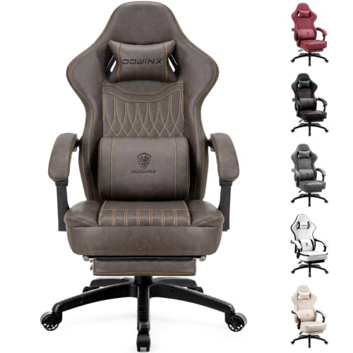 Ergonomic Gaming Chair with Massage Lumbar Support and Footrest