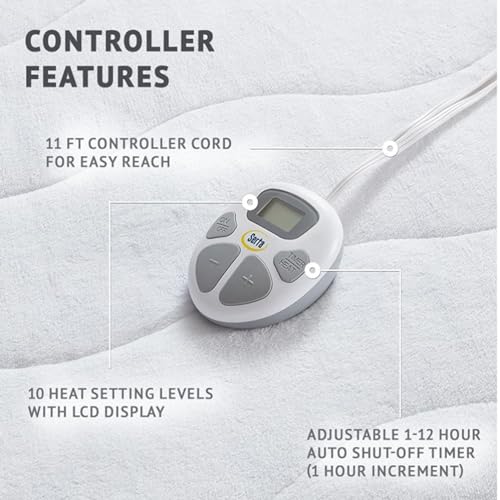 Heated Mattress Pad Twin XL - Plush Fabric, 10 Heat Settings, Auto Shut Off