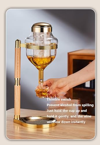 RODIETO Glass Whiskey Dispenser with Ice Chilled Inner Tank - Multi-Purpose Sake & Liquor Jug for Parties, Cold Hot Drinks, 750ml