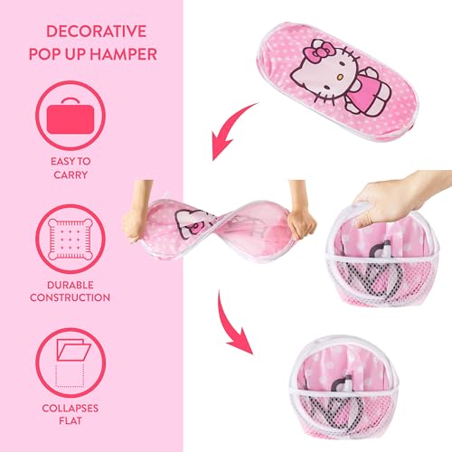 Collapsible Pop-Up Kids Laundry Hamper & Storage Basket with Handles - Pink
