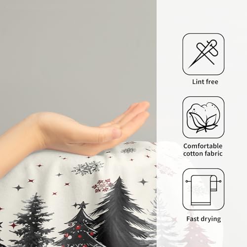 ABSOP Christmas Gray Red Tree Hand Towels 14.4 x 28.3 in (Pack of 2) Xmas
