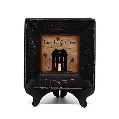 Rustic Wooden Decorative Plate with Stand, 6x6 Inch Farmhouse Wall Art