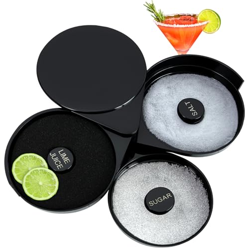 HAOBOOT 3-Tier Margarita Salt Rimmer Set for Cocktails, Bar Tool