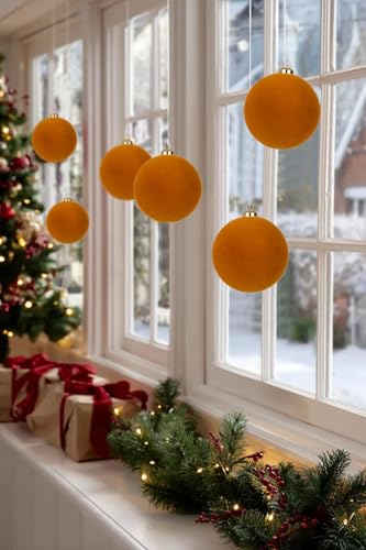 Hollyone Brown Velvet Christmas Ornaments Set 4.72 Inch - Shatterproof Holiday Decorations