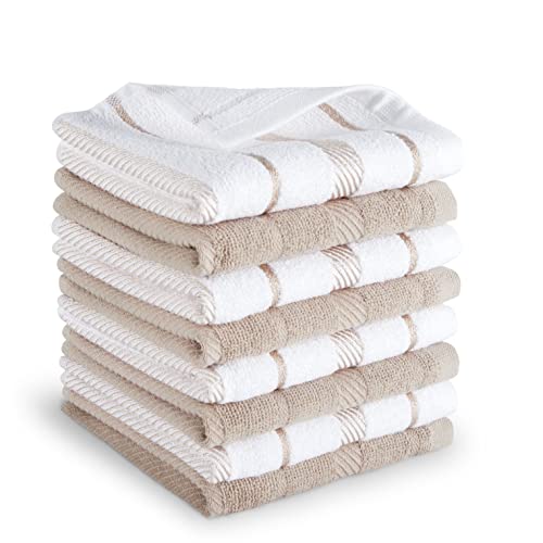 Absorbent Cotton Dishcloth Set, 12x12 Inch Kitchen Towels, 8-Pack