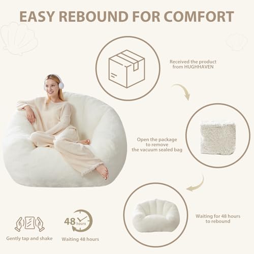 Oversized Memory Foam Bean Bag Chair with Armrests - 48.5 Inch Floor Lounger