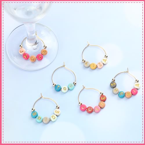 Personalized Wine Glass Charms Kit with Beads & Rings - DIY Party Accessories