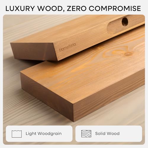 24-Inch Solid Wood Floating Shelves - Heavy Duty Wall Mounted Shelves, Set of 2