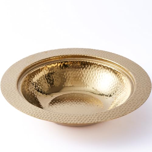 10-Inch Hammered Gold Offering Plate for Church Tithes and Donations